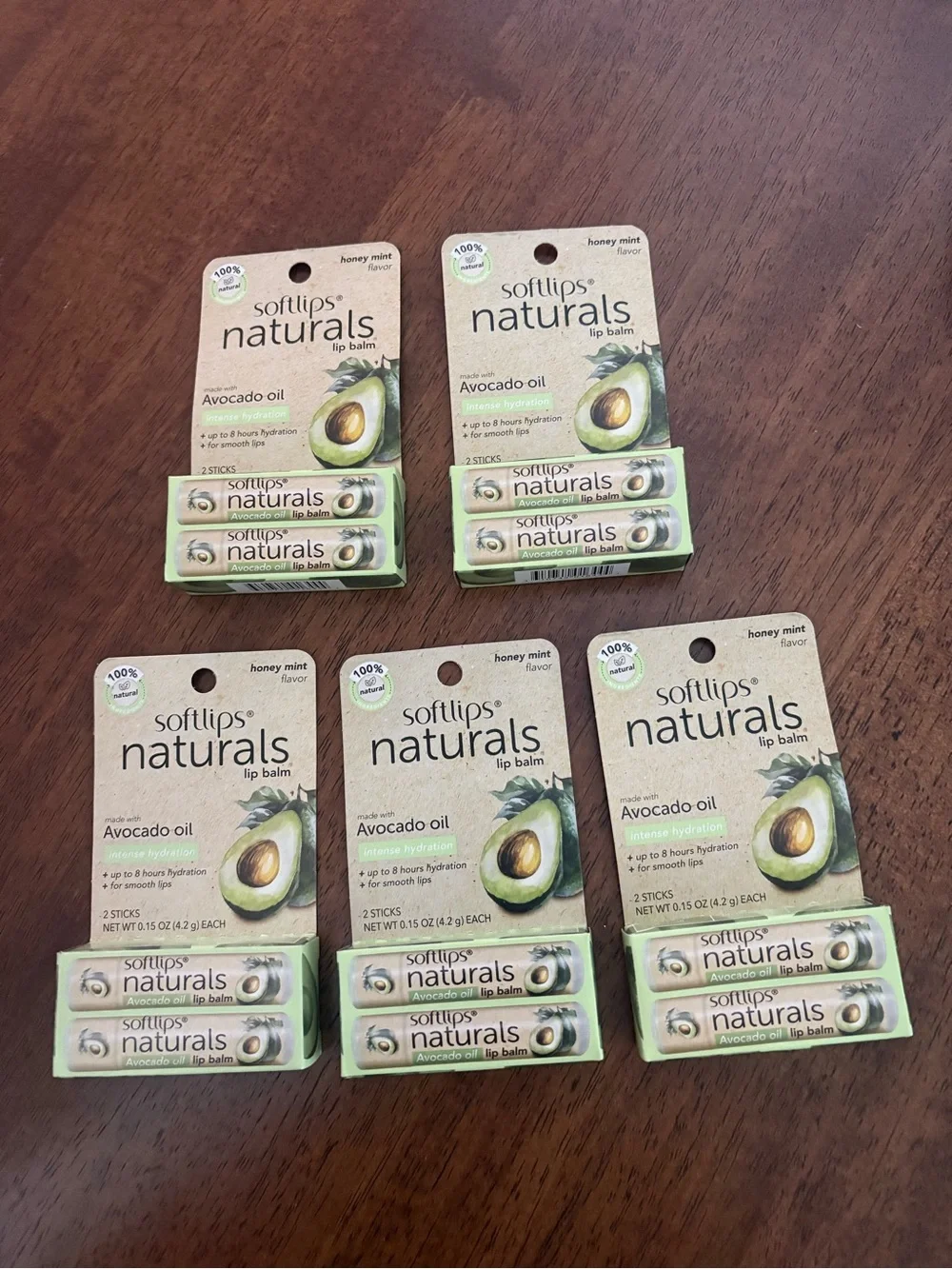 10x New Softlips Naturals Avocado Oil Lip Balm - Honey Mint flavor